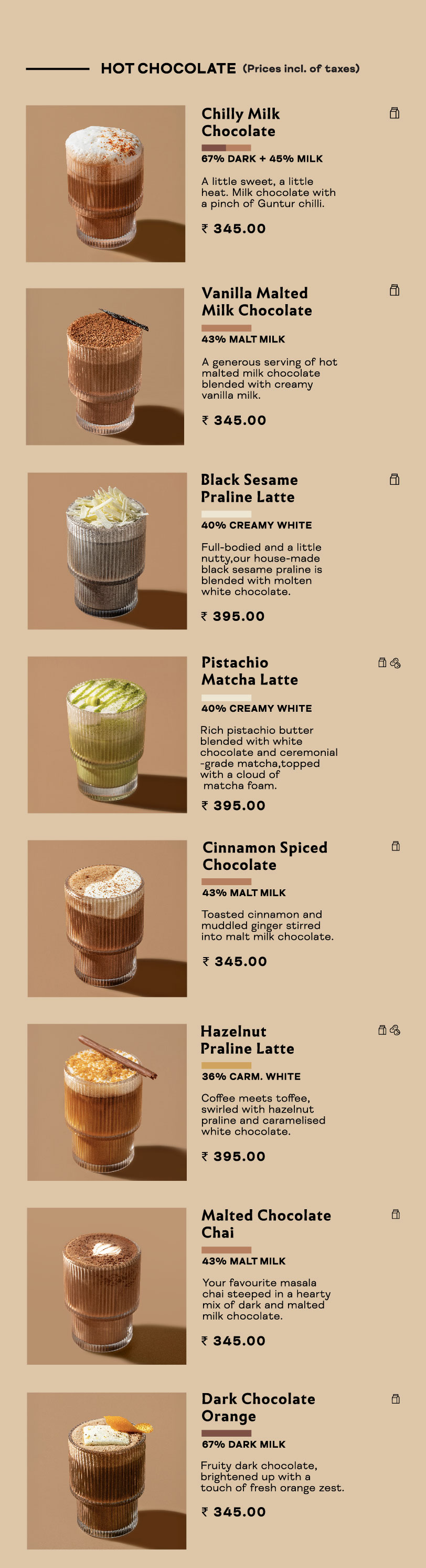 manam chocolate menu